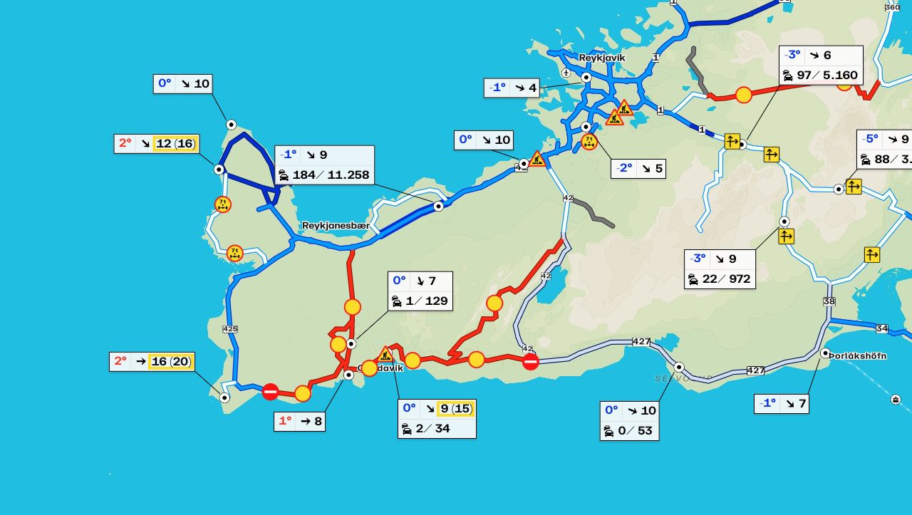 Iceland road closures